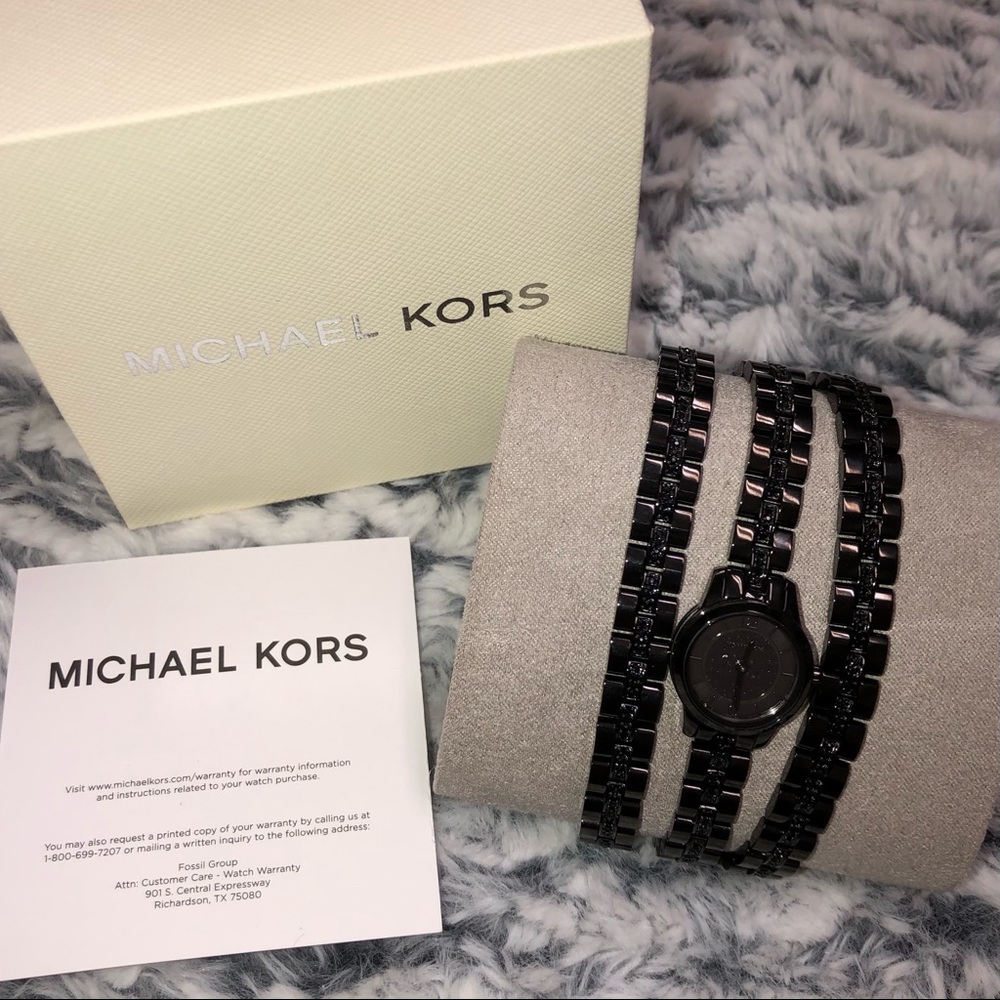 Michael Kors Petite Runway Black Triple Wrap Watch - Picture 2 of 6